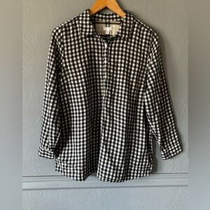 J. Jill Gingham Cotton Pullover Shirt with Pockets | Size L